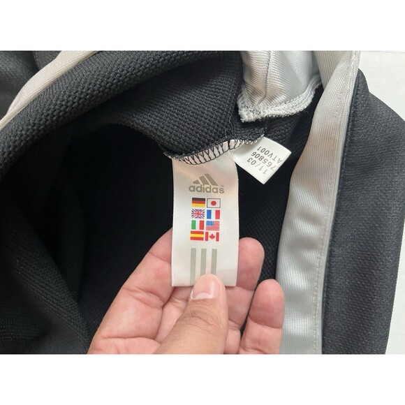 Vintage Adidas Black Warm Up Basketball Track Mens Shirt Button Up Size 2XL - Picture 7 of 8